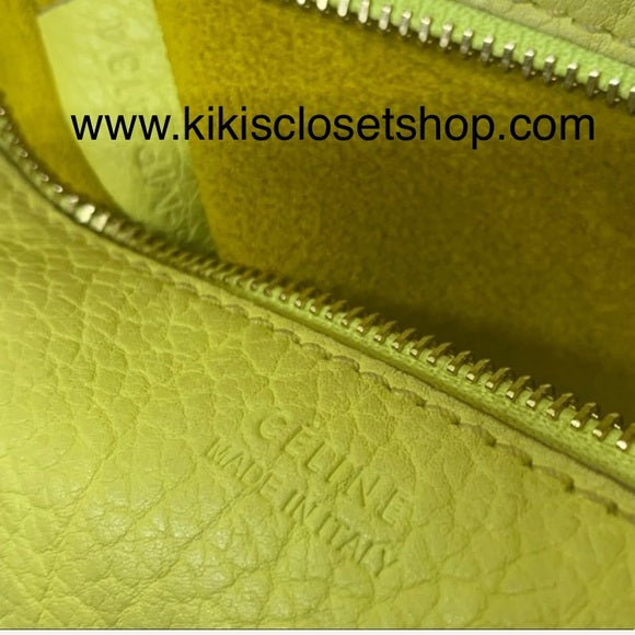 Celine fluorescent yellow grained leather Tie tote