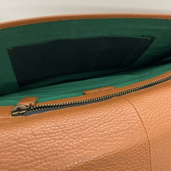 ELA STONE Paris Grained Cognac Leather Clutch