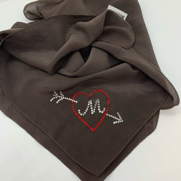 Vintage MOSCHINO Strass Logo Silk Scarf