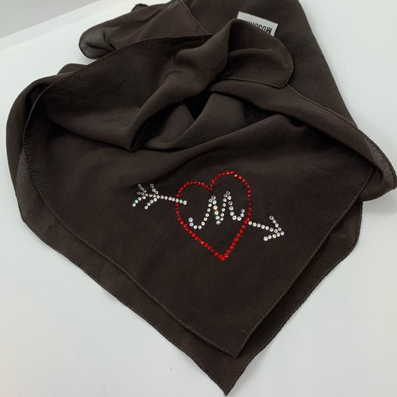 Vintage MOSCHINO Strass Logo Silk Scarf