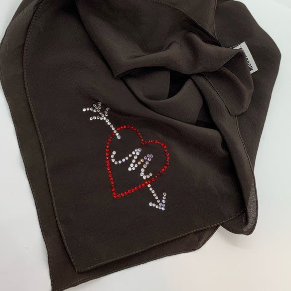 Vintage MOSCHINO Strass Logo Silk Scarf