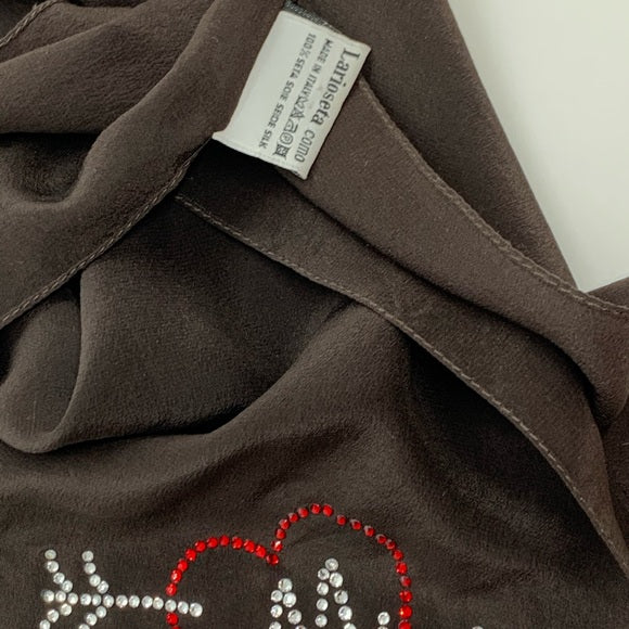 Vintage MOSCHINO Strass Logo Silk Scarf