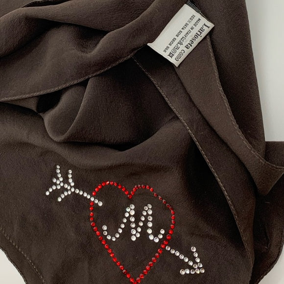 Vintage MOSCHINO Strass Logo Silk Scarf