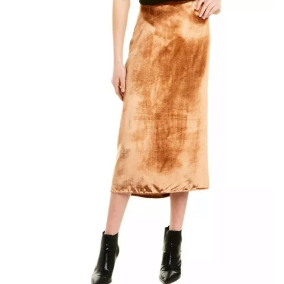 Vince Panne Silk-Blend Wrap Skirt Rose Gold Velvet