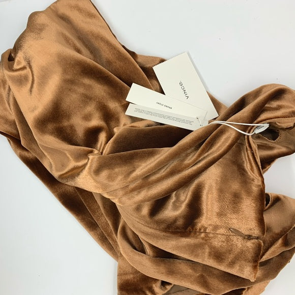 Vince Panne Silk-Blend Wrap Skirt Rose Gold Velvet