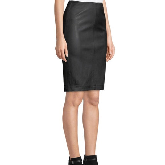 Neiman Marcus Leather Collection-Lamb Leather & Ponte Pencil Skirt