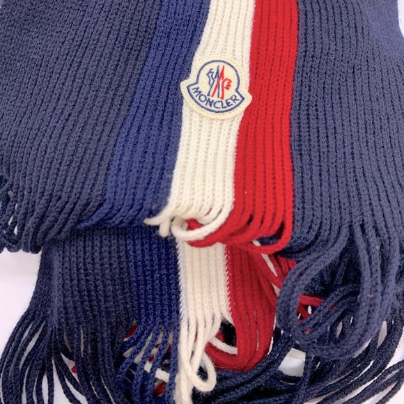 Moncler Stripe Logo Knit Scarf