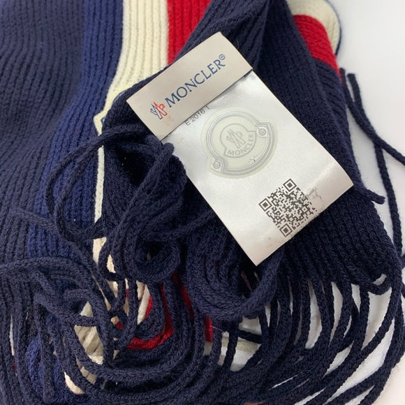 Moncler Stripe Logo Knit Scarf