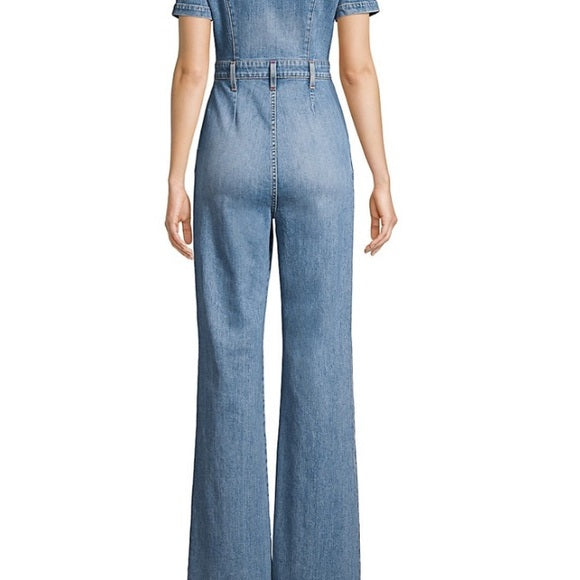 Alice+Olivia Gorgeous Wide-Leg Denim Jumpsuit Size 24