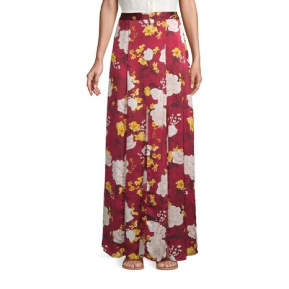 Alice + Olivia Athena Silk Maxi Pleated Skirt