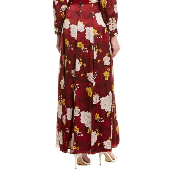 Alice + Olivia Athena Silk Maxi Pleated Skirt
