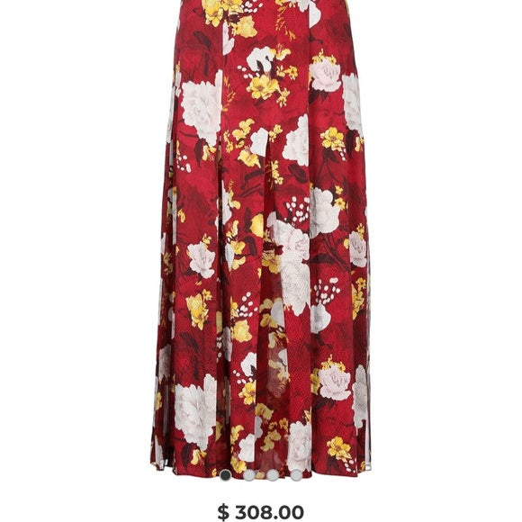 Alice + Olivia Athena Silk Maxi Pleated Skirt
