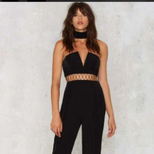 StyleStalker Black Glory Strapless Jumpsuit Size:S