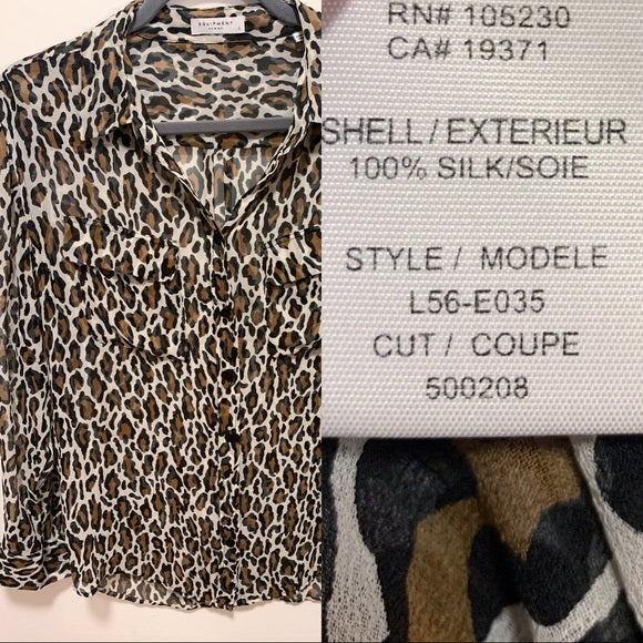 Vintage EQUIPMENT Silk Leopard Print Blouse