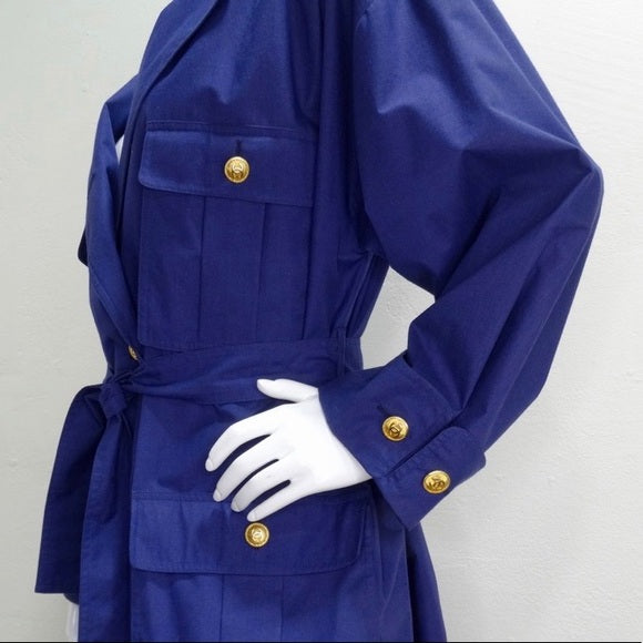 Vintage CHANEL Navy belted trench coat circa 1980