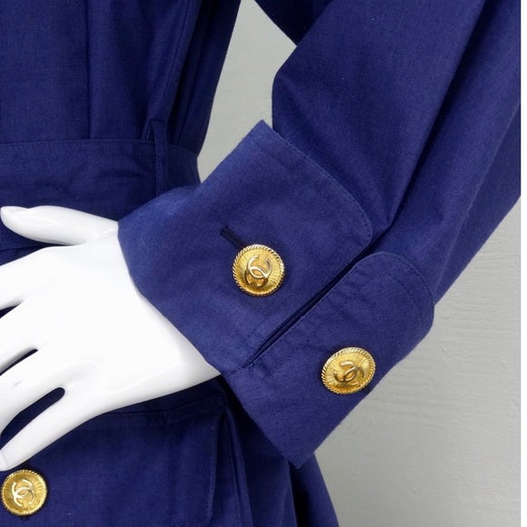 Vintage CHANEL Navy belted trench coat circa 1980