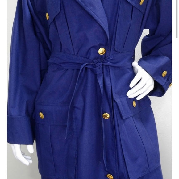 Vintage CHANEL Navy belted trench coat circa 1980