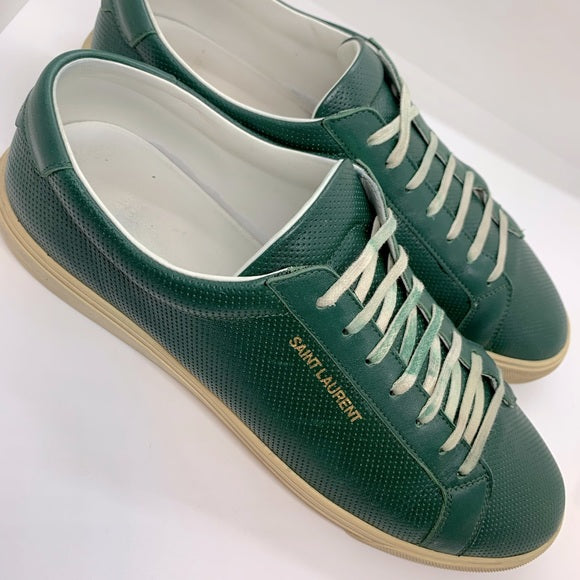 Men’s Saint Laurent Low Top Green Leather Sneakers