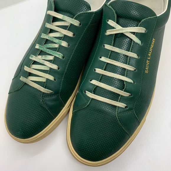 Men’s Saint Laurent Low Top Green Leather Sneakers