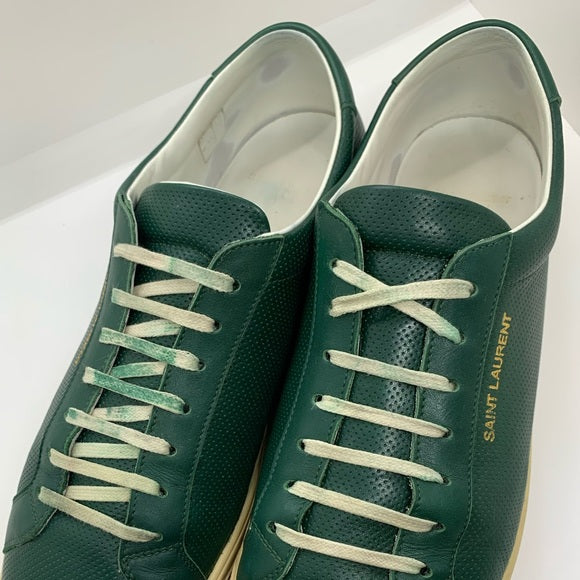 Men’s Saint Laurent Low Top Green Leather Sneakers