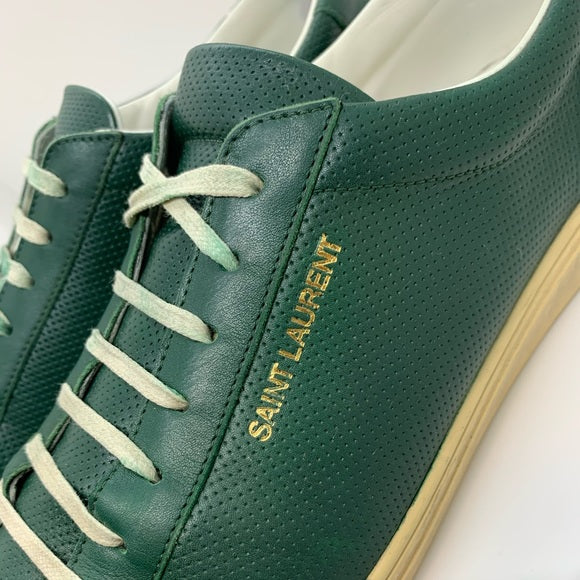 Men’s Saint Laurent Low Top Green Leather Sneakers