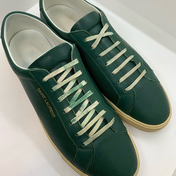 Men’s Saint Laurent Low Top Green Leather Sneakers