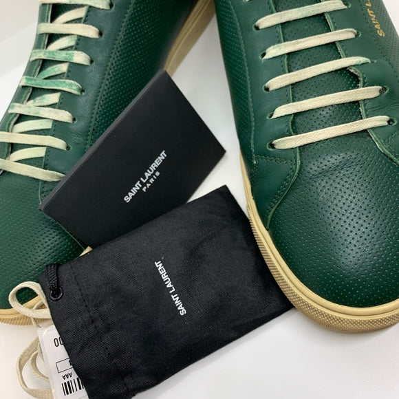 Men’s Saint Laurent Low Top Green Leather Sneakers