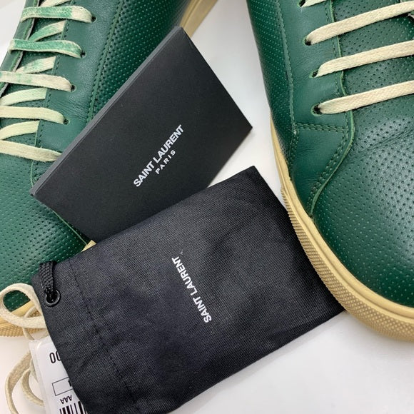 Men’s Saint Laurent Low Top Green Leather Sneakers