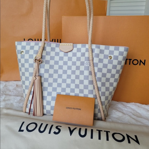 Louis Vuitton PROPRIANO Damier Azur Canvas Shoulder Tote Bag Rose