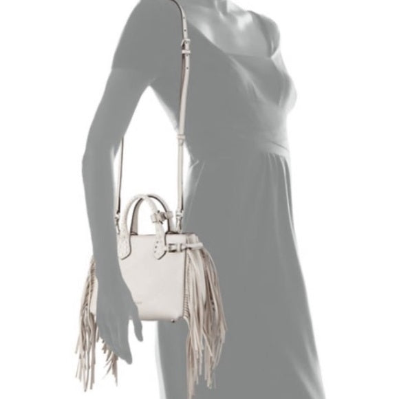 Burberry BABY BANNER WHITE STUDDED FRINGE TOTE