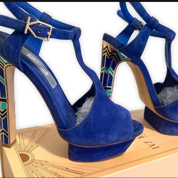 Ivy Kirzhner Cobalt Blue Block Heel 7.5