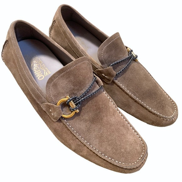 Salvatore Ferragamo Front 4 Suede Driver Loafers