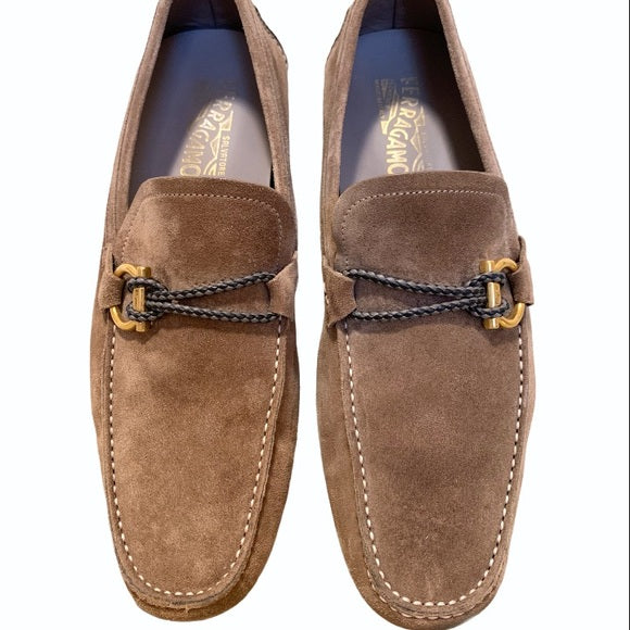 Salvatore Ferragamo Front 4 Suede Driver Loafers