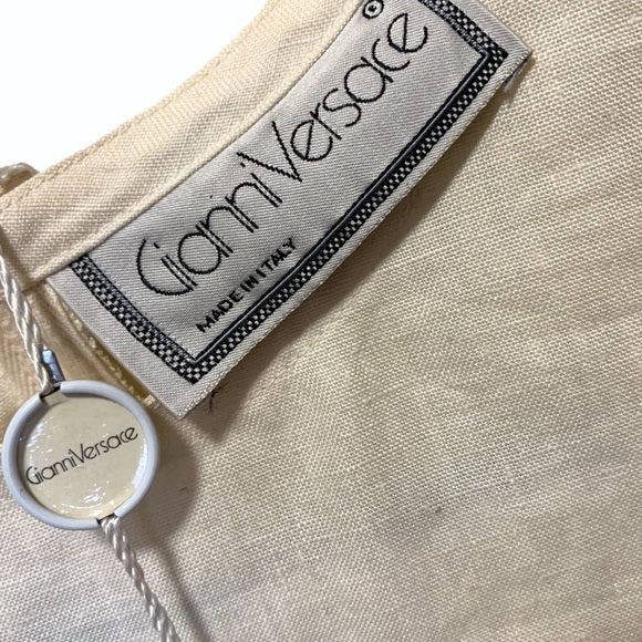 Vintage Gianni Versace Off-White Linen Dress NWT