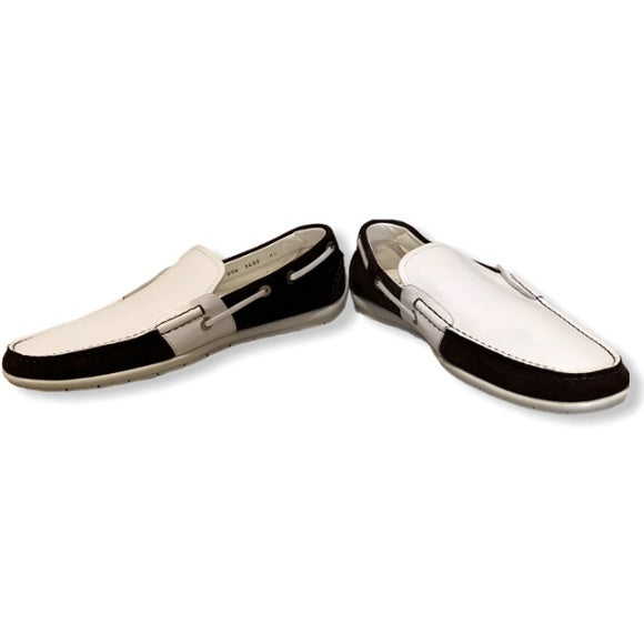 Vintage Versace White Leather/Brown Suede Loafers