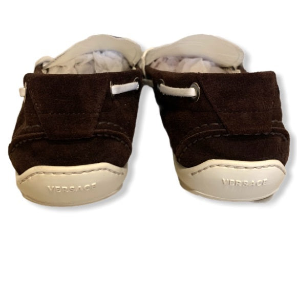 Vintage Versace White Leather/Brown Suede Loafers