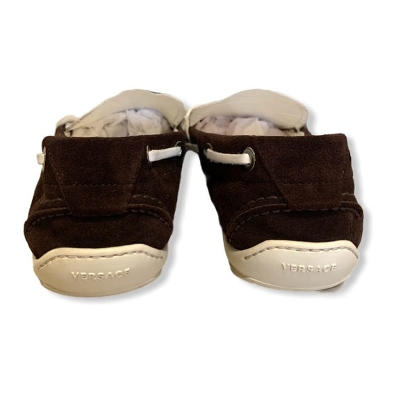 Vintage Versace White Leather/Brown Suede Loafers