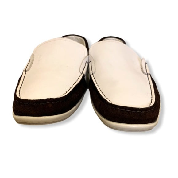 Vintage Versace White Leather/Brown Suede Loafers