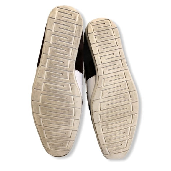 Vintage Versace White Leather/Brown Suede Loafers