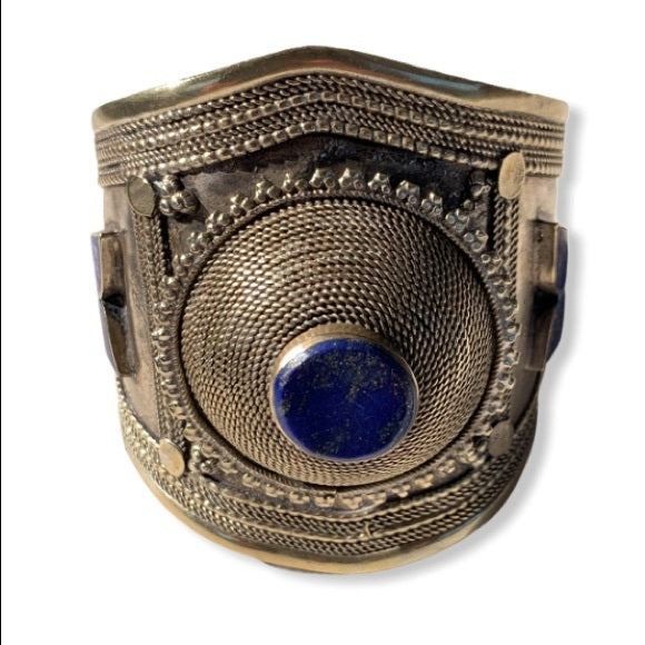 Handmade Sterling Silver & Lapis Accents Cuff