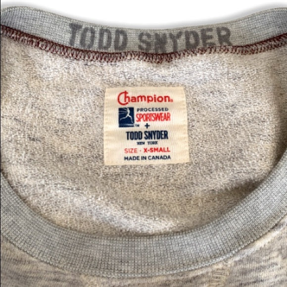 Champion x TODD SNYDER grey cropped sweater tee XS