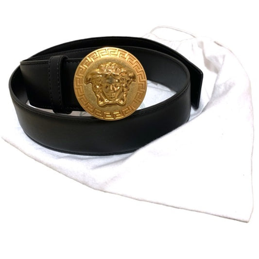 VERSACE Brushed Gold Medusa Head Buckle Belt
