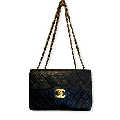 Classic Large Black Quilted Vintage Chanel Flap Bag - main product photo