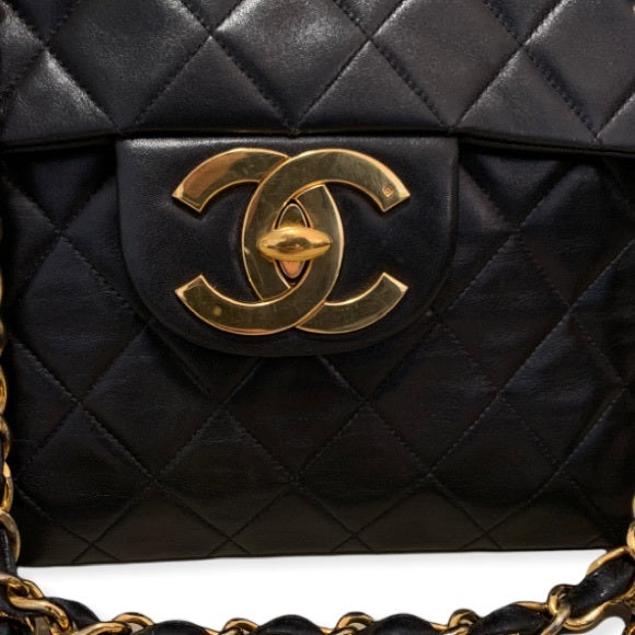 Classic Large Black Quilted Vintage Chanel Flap Bag