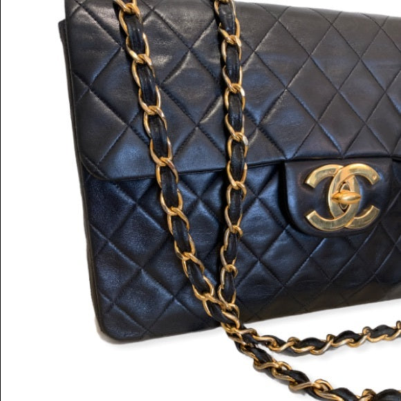 Classic Large Black Quilted Vintage Chanel Flap Bag
