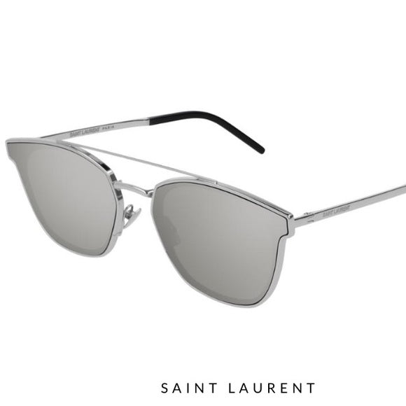 Saint Laurent Metal Silver Mirrored Sunglasses