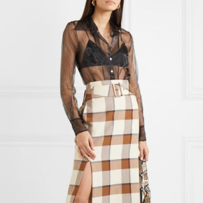 STAUD Hendrix Organza Shirt In Black - main product photo