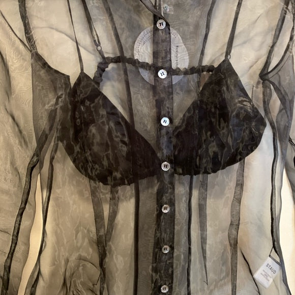 STAUD Hendrix Organza Shirt In Black Size: 0