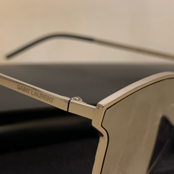 Saint Laurent Metal Silver Mirrored Sunglasses