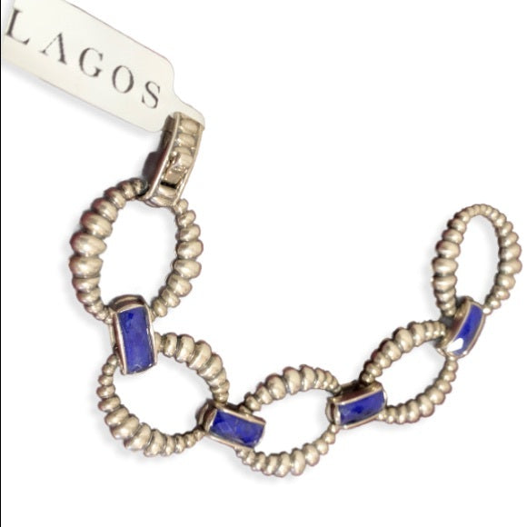 LAGOS Sterling Silver & Lapis Doublet Maya Link Bracelet
